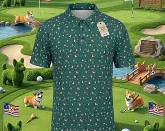 Polo de golf Corgi, piqué de ojo de pájaro, transpirable, corte unisex.