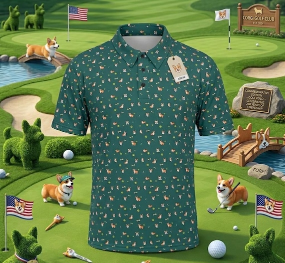 Corgi Golf Polo Shirt, Bird-eye Pique, Moisture-Wicking, Unisex Fit