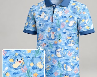 Cute Kawaii Sleeping Monster Polo Shirt Funny Summer Vintage Golf Polo Trendy Mens Short Sleeve Top Lazy Bear Anime Art Shirt Gift