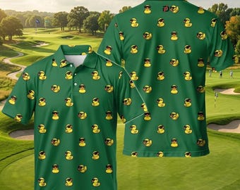 Lustiges Gummienten-Golf-Poloshirt - Grafisches Druckmuster - Leistung Golfbekleidung - Birdie-Geschenk für Ihn - Herren-Poloshirt