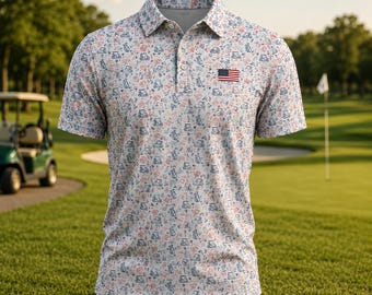 USA 250-jähriges Jubiläum Golf Poloshirt, 1776-2026 Vaterländisches Flaggenpolo, Unabhängigkeitstag Golfgeschenk für Männer