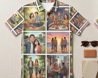 Polo con estampado fotográfico personalizado, camisa hawaiana personalizada, camiseta gráfica para hombre.