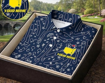 Polo de golf para mujer con estampado de torneo, camisa de golf con estampado floral de campo, top deportivo con nombre personalizado, regalo de golf para ella, polo de golf de alto rendimiento.