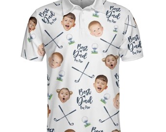 Polo estampado integral, polo de golf con foto personalizada, regalo personalizado para el Día del Padre para papá, abuelo, amante del golf, polo de alto rendimiento para hombre.