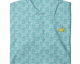 Polo de golf con estampado integral, verde, ropa deportiva para hombre