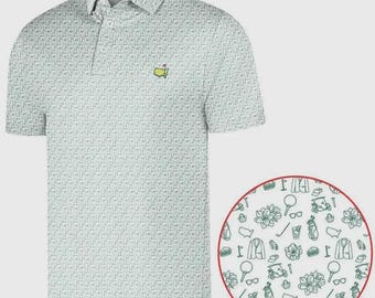 Polo de golf unisex, estampado de hojas verdes Augusta, ropa deportiva de alto rendimiento.