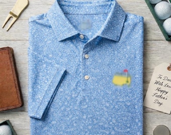 Golf Polo Shirt: Blue Floral Performance Sport Top for Men