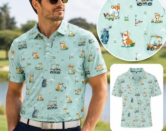Polo de golf para hombre y mujer, polo deportivo con divertido diseño de perro Corgi, ropa de golf adorable para amantes de las mascotas, camisa deportiva informal de manga corta, idea de regalo.