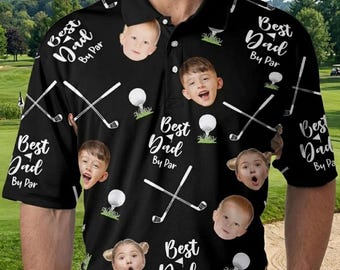 Custom Photo Polo Shirt Personalized Golf Graphic All Over Print Father’s Day Gift for Dad Grandpa Men’s Sportswear Performance Top