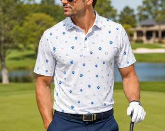 Polo para amantes de los perros, polo con estampado de huellas de patas, camisa divertida con cuello para amantes de las mascotas, polo informal con estampado animal, regalo unisex S-5XL