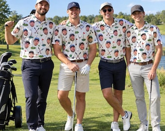 Custom Face Polo Shirt for Golfer Personalized Photo Golf Shirt Lightweight Short Sleeve All Over Print Shirt Custom Gifts for Husband Dad