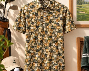 Polo de golf de alto rendimiento, camiseta de manga corta con cuello y estampado de gatitos, ropa deportiva original para amantes de las mascotas, regalo divertido para él con temática felina.