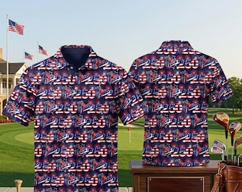 Polo de golf patriótico, diseño del 250 aniversario de EE. UU., polo casual unisex, atuendo para el Día de la Independencia, ropa con la bandera estadounidense.