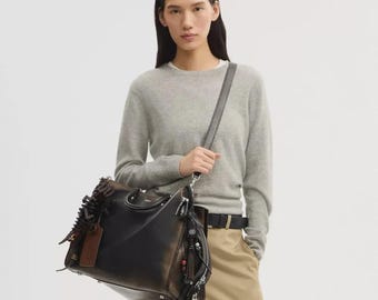 Bolso COACH Rogue 40 Loved Leather Charm CDZ54 Negro Marrón Bolso de mano de 3 vías