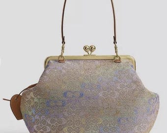 Large Coach Kisslock Frame Bag In Crystal Signature Jacquard Still Gift Wrapped!