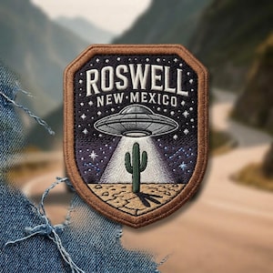 Minimalist Roswell NM Patch - High-Quality Embroidered UFO Badge