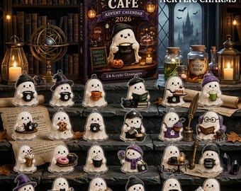 Ghost Cafe Advent Calendar 2026, 24 Day Halloween Countdown Box,  Spooky Coffee Lover Gift for Friends