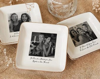 Custom Bestie Photo Trinket Tray For Best Friend Friendship Thank You Gifts - Personalized Jewelry Dish