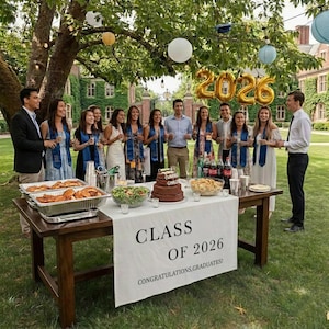 Custom Graduation Table Runner, Personalized Class of 2026 Banner, Graduation Party Table Decor, Name and Date Sign