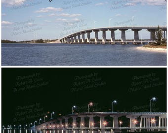 Puentes alegres de Marco Island, día y noche, 2 fotos, 1974 y 1972 (descarga digital)
