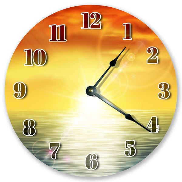 10.5" SUNRISE ART Clock - Large 10.5" Wall Clock - Cabin Decor - Round Wall Clock - Home Decor - Beach Clock - 3188