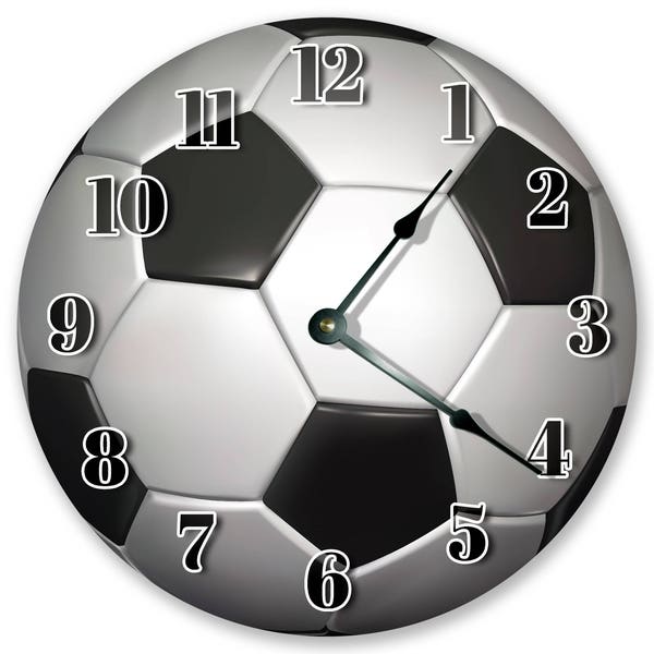 10.5" SOCCER BALL Clock - Large 10.5" Wall Clock - Nursery Decor - Kids Round Clock - Sports Wall Clock - Home Decor - Birthday Gift - 3095