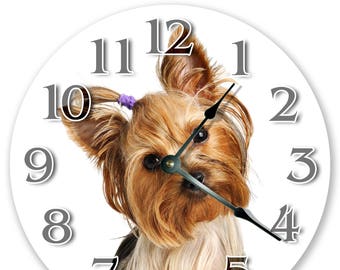 10.5" TERRIER DOG With Sprout Clock - Large 10.5" Wall Clock - Animal Clock - Round Wall Clock - Home Decor - Birthday Gift - 3142