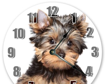 10.5" TERRIER PUPPY DOG Clock - Large 10.5" Wall Clock - Animal Clock - Round Wall Clock - Kids Clock - Pet Lover's Gift - 3050