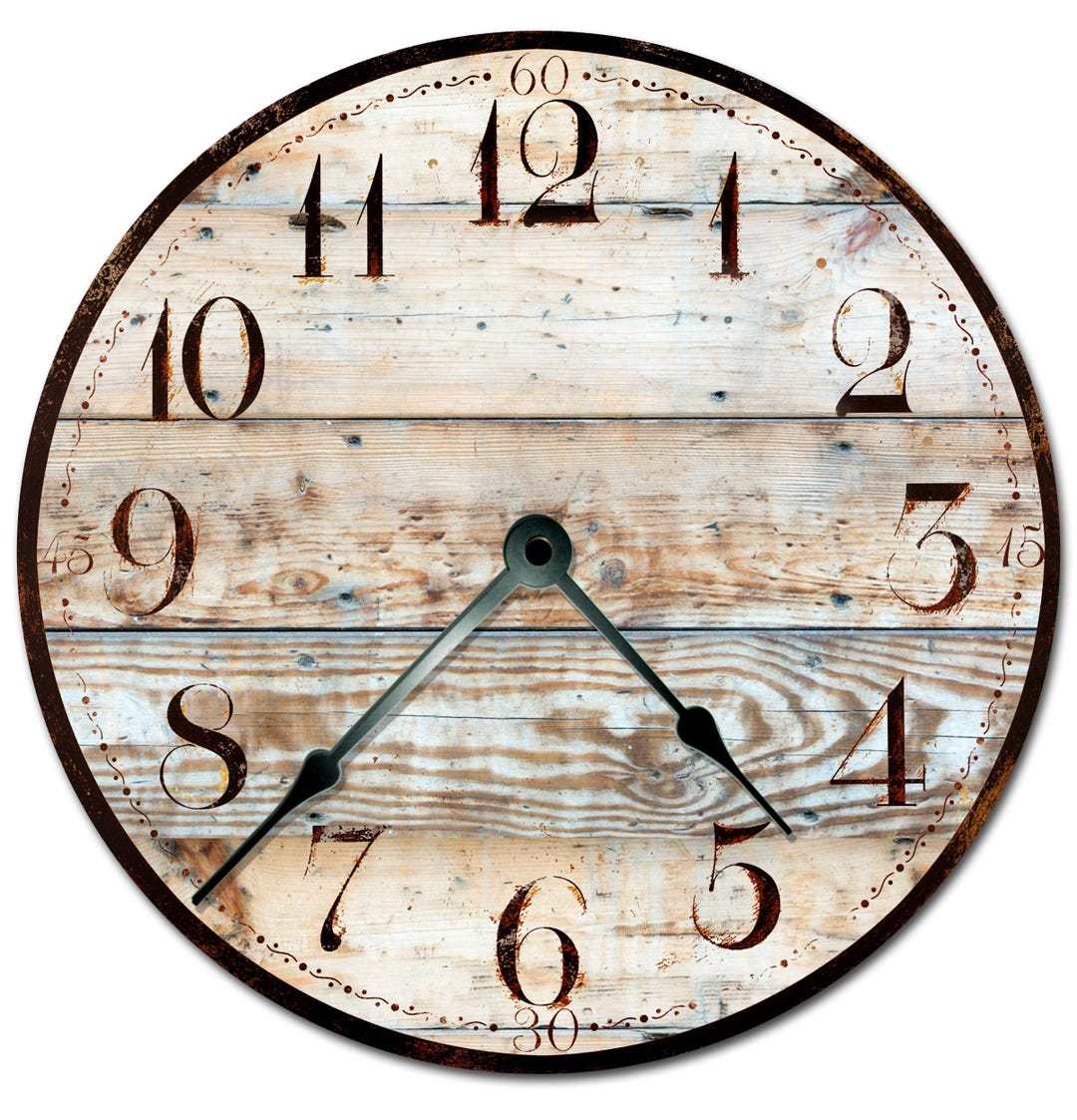 Rustic Tan Wall Clock: 15.5 Inch Silent Open Face Design - Etsy