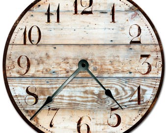 Rustic Tan Wall Clock: 15.5 Inch Silent Open Face Design