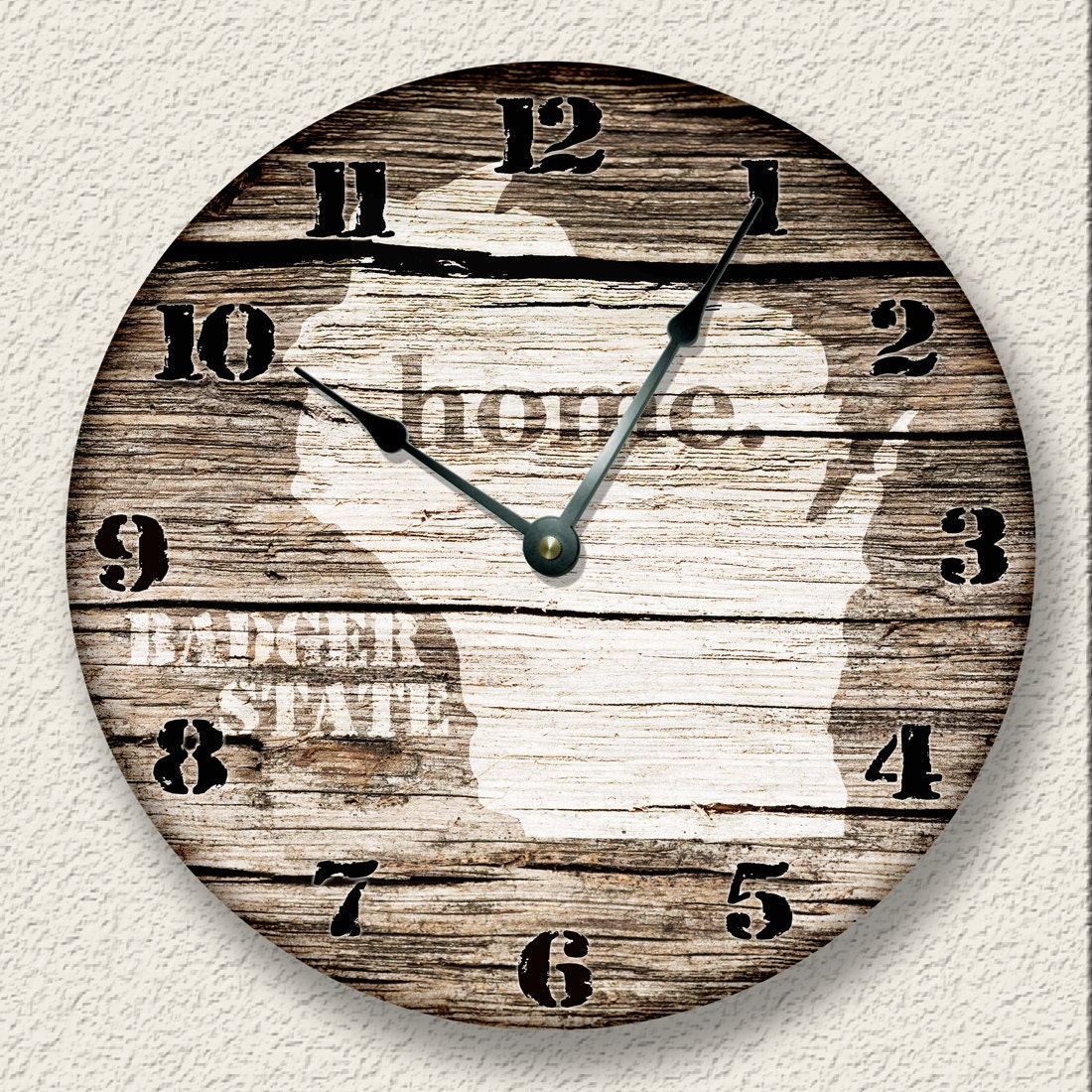 Wisconsin Home State Wall Clock Barn Boards Pattern Etsy