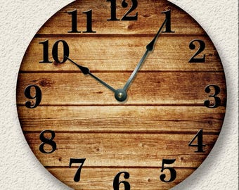 12"/15" Printed Image on MDF Wall Clocks Orange Brown Mahogany - This is not real Mahogany Wall Decor Silent Wall Clock - 7003-12-15
