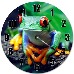 10.5" Amazon POISON DART FROG Clock - Living Room Clock - Large 10.5" Wall Clock - Home Décor Clock - 5090