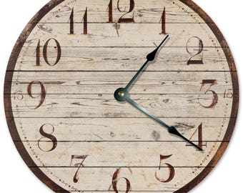 10.5" RUSTIC Brown Woods Clock - Living Room Clock - Large 10.5" Wall Clock - Home Décor Clock - 2027