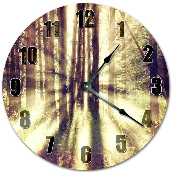 10.5" SUNRAYS IN FOREST Clock - Living Room Clock - Large 10.5" Wall Clock - Home Décor Clock - 5289