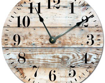 15.5" Rustic Wood Plank Wall Clock: Silent Modern Farmhouse Decor