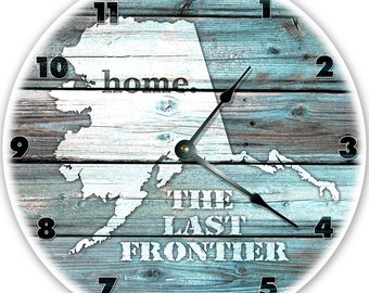 12" ALASKA TEAL RUSTIC Look Clock - Large 12 inch Wall Clock - Printed Photo Decal - 12" Ak Teals