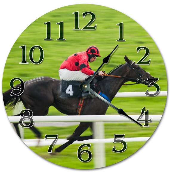 10.5 HORSE RACING Clock Living Room Clock Large Etsy