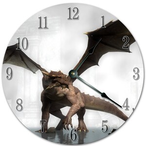 10.5&quot; FIRE BREATHING DRAGON Clock - Black And White Clock - Living Room Clock - Large 10.5&quot; Wall Clock - Home Décor Clock - 5627