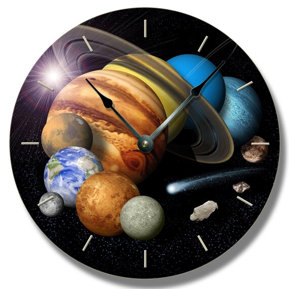 105 Wall Clock Solar System Pattern Wall Clock Celestial Outer Space Home Decor Size Comparison 7144