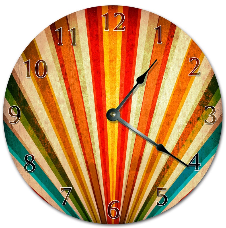 Reloj de pared de líneas retro: 26 cm, decoración abstracta para el hogar imagen 1