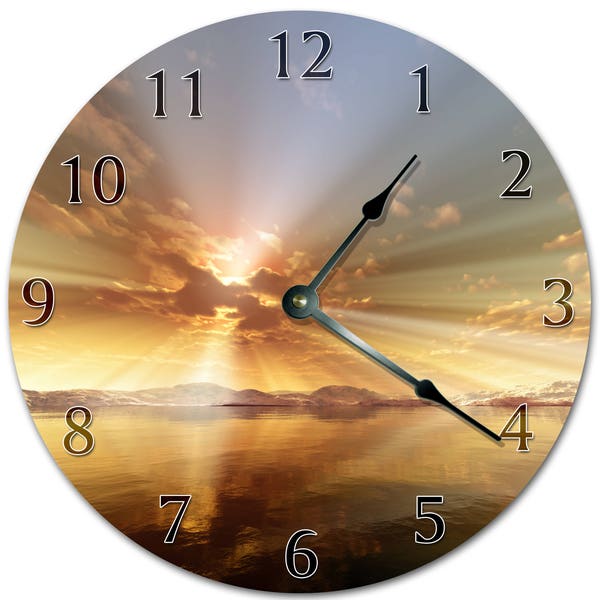 10.5" CLOUDY SEA with SUNRAYS Clock - Living Room Clock - Large 10.5" Wall Clock - Home Décor Clock - 5394