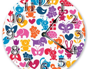 10.5" Animal Cartoons - Large 10.5" Wall Clock - Home Décor Clock - 3346