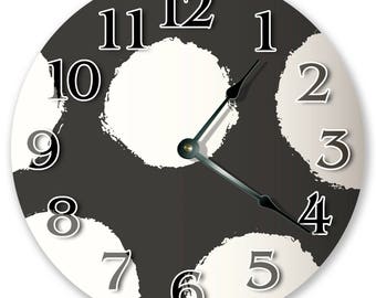 10.5" Adorable Polka Dots Clock - Black and White Clock - Living Room Clock - Large 10.5" Wall Clock - Home Décor Clock - 3463