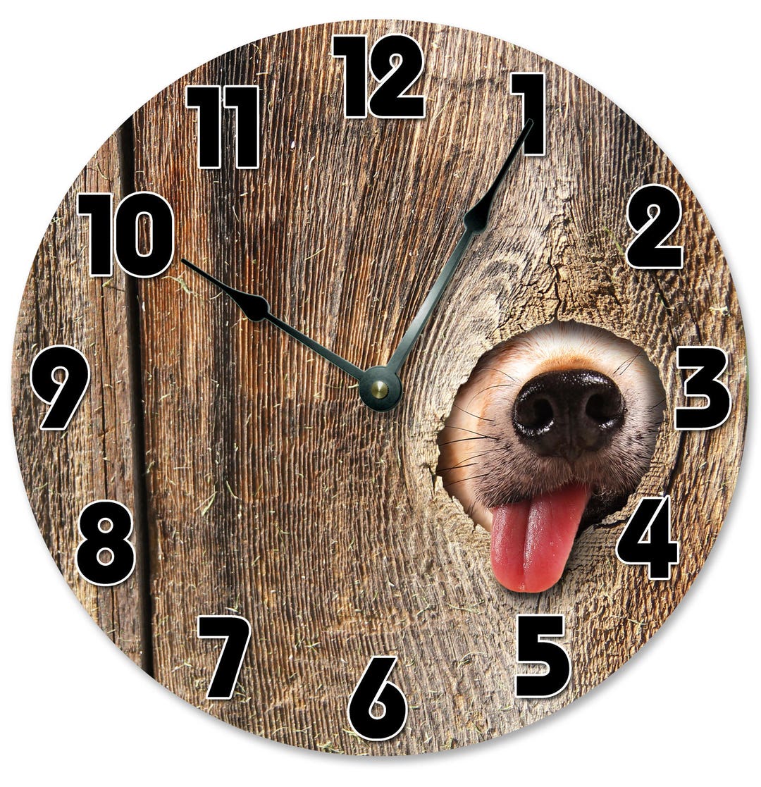 10.5 CUTE DOG in FENCE Clock Living Room Clock Large Etsy