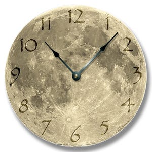 Moon Wall Clock - Silent, Frameless 10.5 Inch Decor