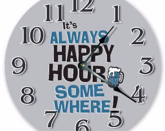 Happy Hour Clock: 10.5" Silent Wall Decor