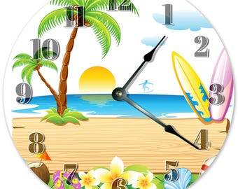 Beach Scene Wall Clock: 10.5" MDF Silent Clock