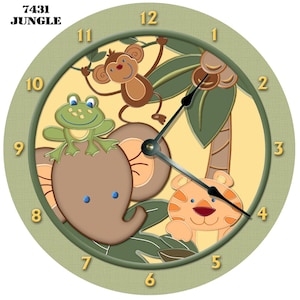 Zoo Safari Nursery Clock: 10.5" Jungle Animals Wall Decor