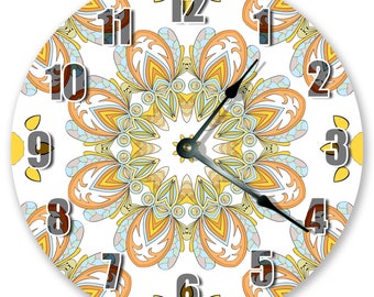 Abstract Floral Wall Clock: 10.5" Silent Home Decor